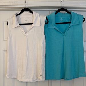 Talbots White and Blue Sleeveless Tops